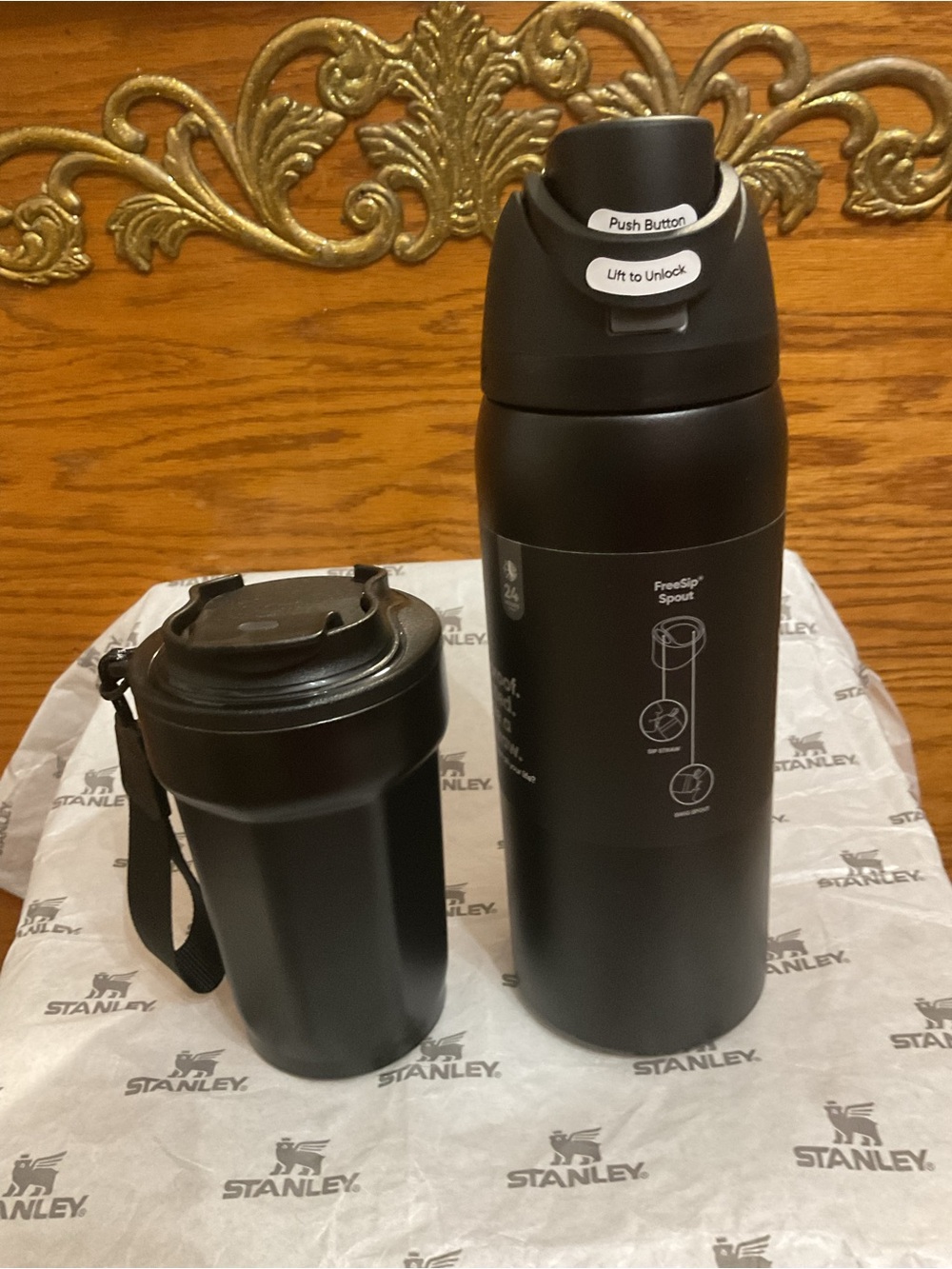 Owala Black Insulated Bottle with Matching Black  coffee Cup